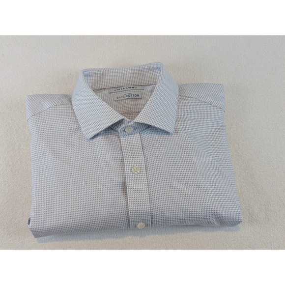 TWILLORY Mens Tailored Fit Non Iron Dress Shirt Light Blue Check 17 34/35 - Picture 7 of 11
